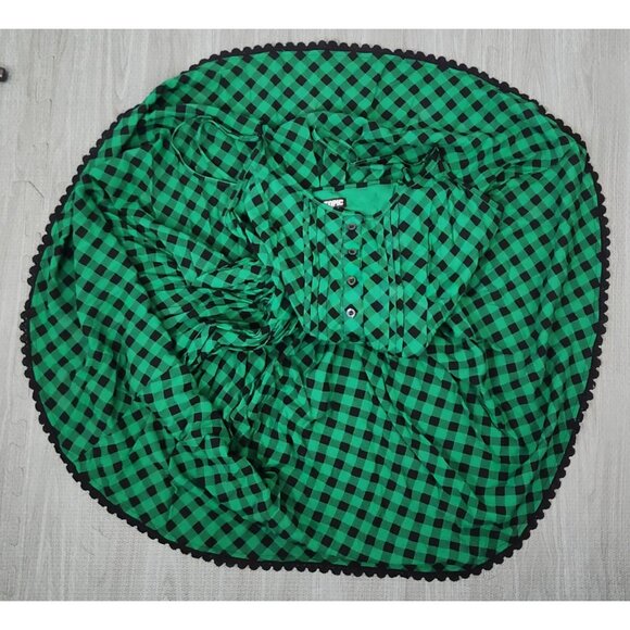 Women's Hot Topic Black Green Check Pleated Dress XL Pockets Sleeveless Zip - Picture 12 of 12